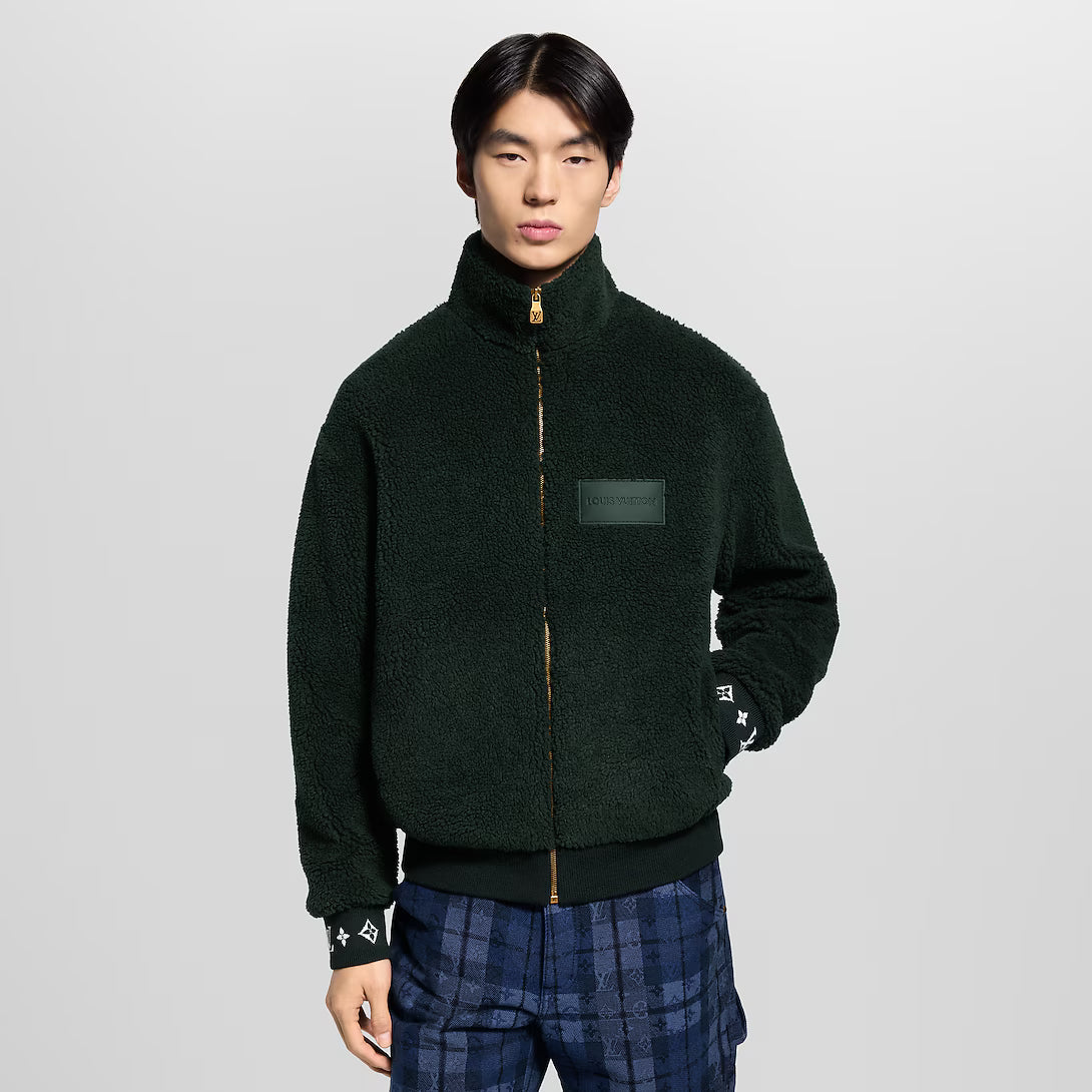 LV™ Textured Fleece Jacket with Leather Patch